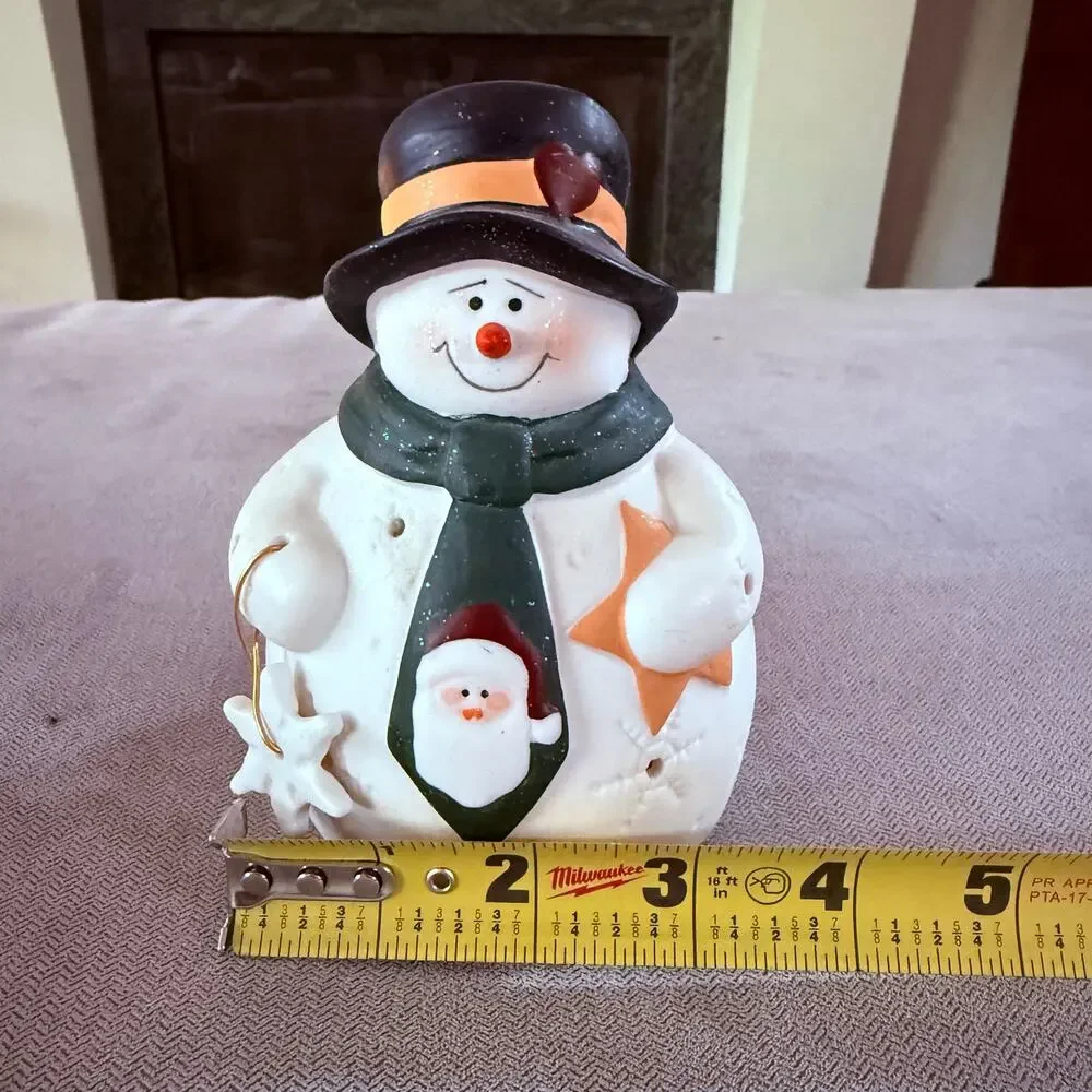 Snowman Holding Mini Snowman Figurine Knit Sweater Winter Christmas Decor 6